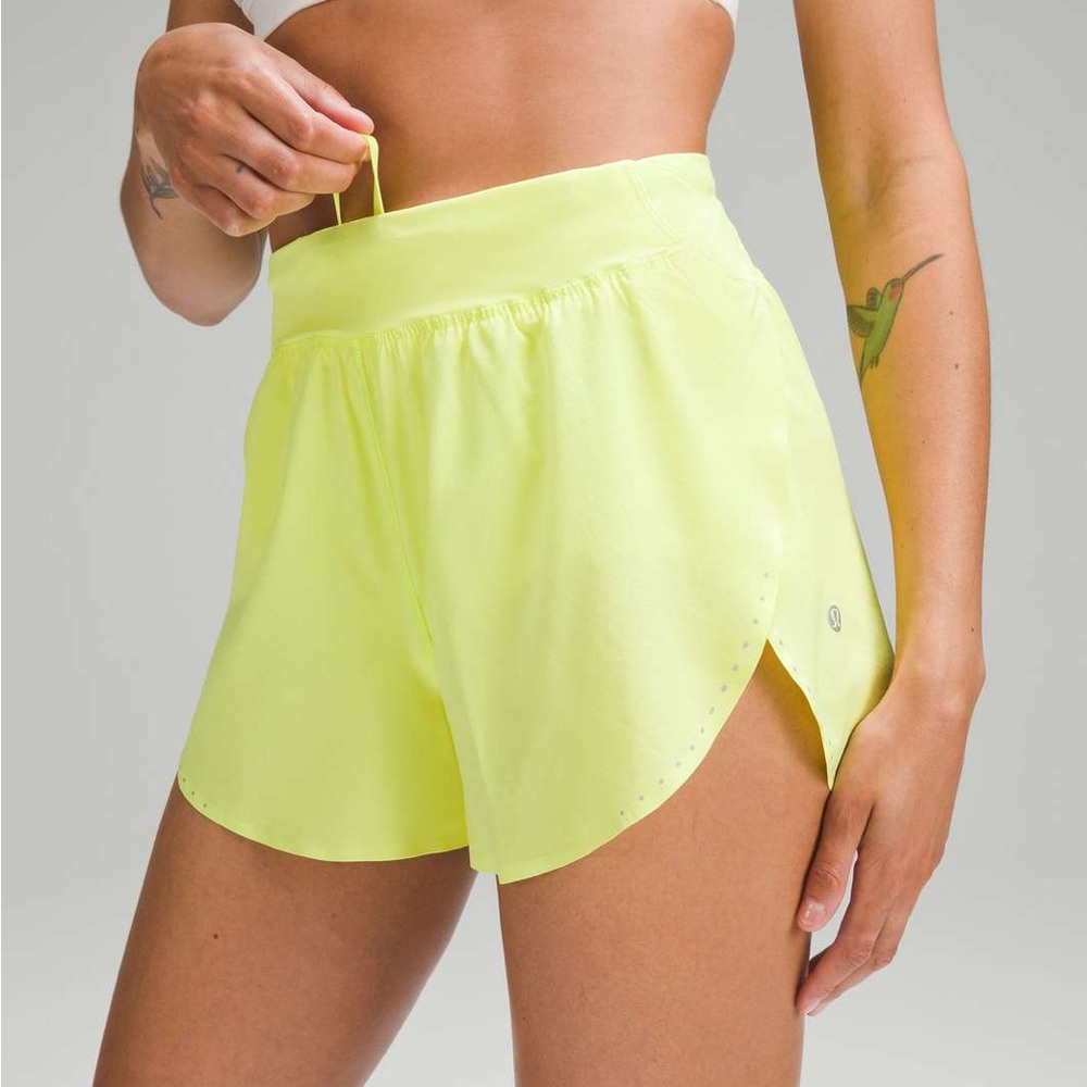 Lululemon Fast and Free Reflective High-Rise Short 3" in Electric Yellow